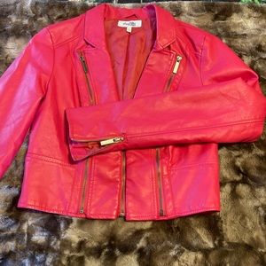 Faux crop leather jacket